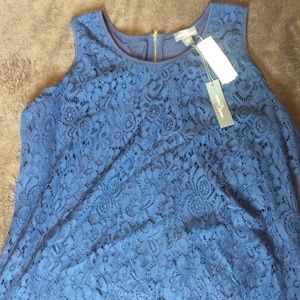 Navy Lace Tank Top